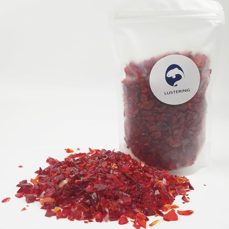 LUSTERING High Luster Crushed Glass Glitter, 6-9mm Fire Glass, Broken Glass, Glass Chips for Fire Pit Crafts DIY Epoxy Resin Art, Geode Painting, Vase Filler, Aquarium Garden Decoration,330g (Red) - Image 4
